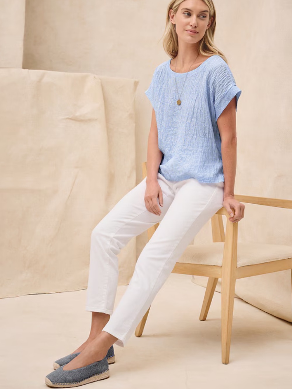 Eileen Fisher Organic Cotton Stretch Denim High Waist Ankle Women 16W Coastal
